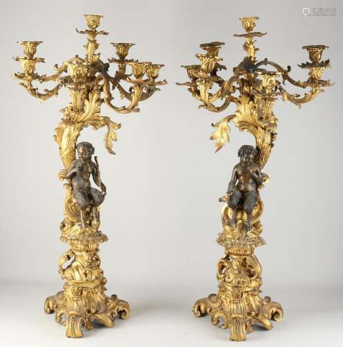 Two large Charles Dix candlesticks, H 82 cm.