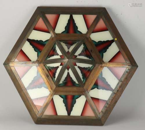 Large stained glass ceiling lamp from the Hilton Hotel