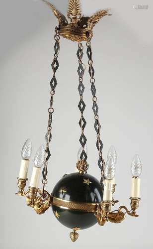 Bronze Empire style pendant lamp, 1900