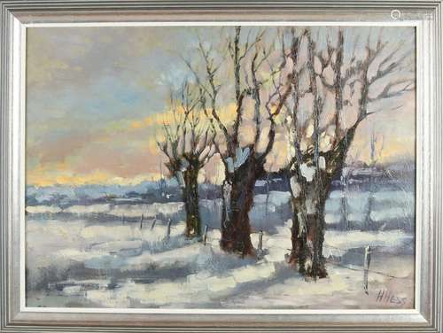 H. Hess, Winter view with pollard willows