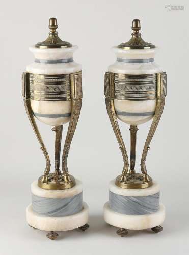 Two marble cassolettes