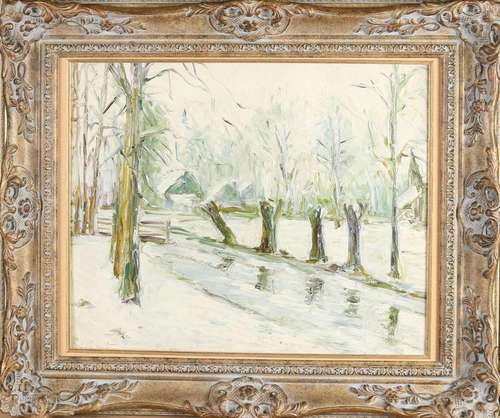 unclear. signed, winter landscape