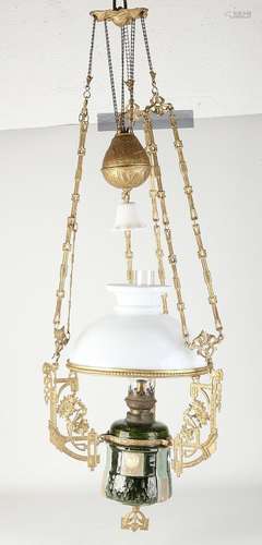 Majolica hanging petroleum lamp