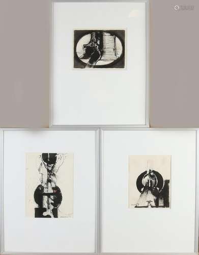 3x Henk Schuring, Abstract compositions