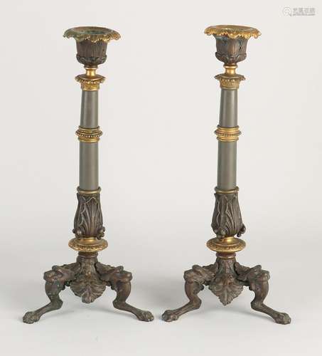 Two Empire candlesticks, H 26 cm.