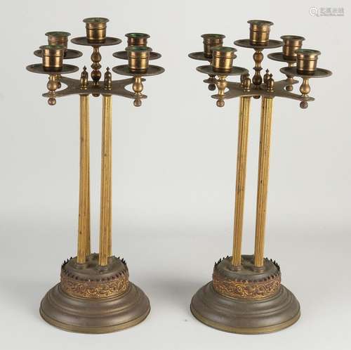 Two antique candlesticks, 1900