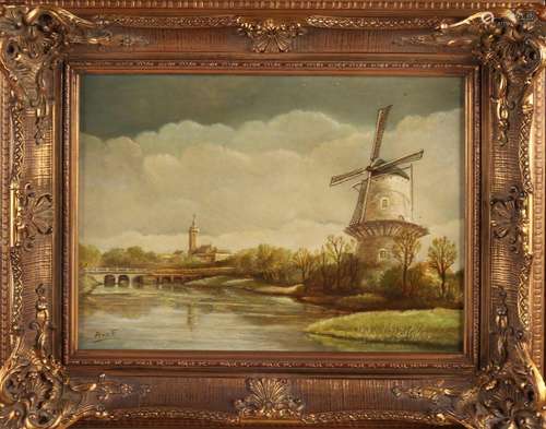 arn. F., Watermill in landscape