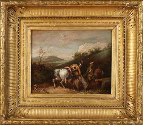 Unclearly signed, Cavalry in a mountainous landscape