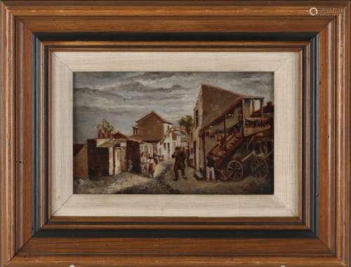 Unsigned, Village street with figures