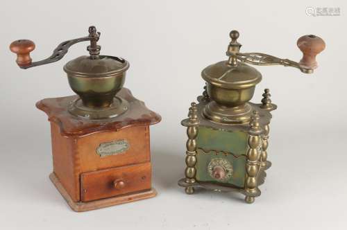 Two antique coffee grinders