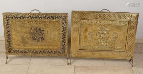 Two antique fireplace screens