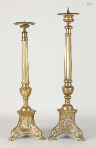 Two antique pen candlesticks
