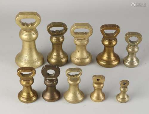 Ten English Brass Stool Weights