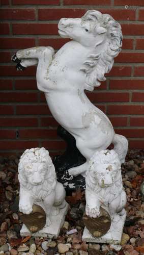 Three garden statues