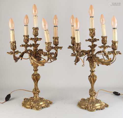 Two bronze table lamps