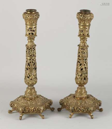 Two bronze candlesticks