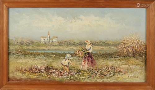 P. Winson, Woman with Child in Landscape