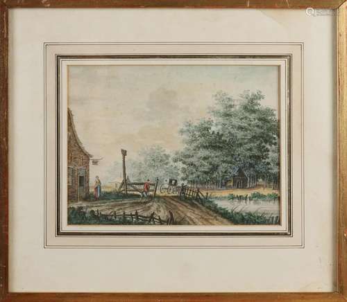 C. Dubource, Landscape with carriage and figures