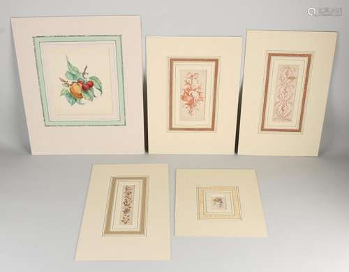 Five antique watercolors