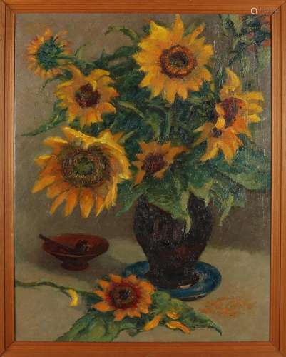 Frans Mars, Vase with sunflowers