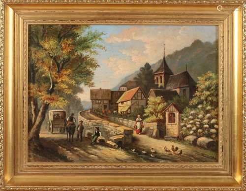 JW Sehnli? Village view with figures