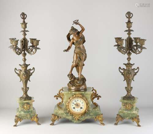 Antique French clock set, 1900