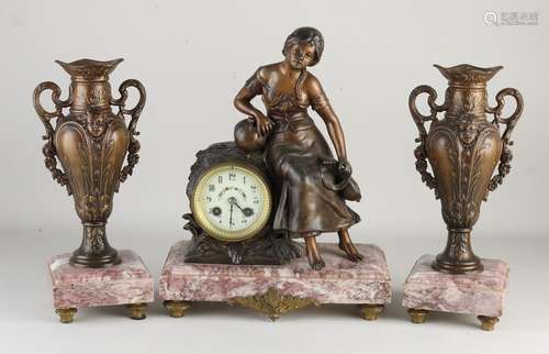 Antique French clock set, 1900