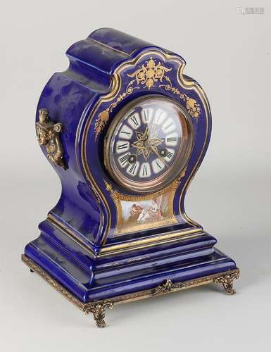 Antique French porcelain mantel clock, 1890