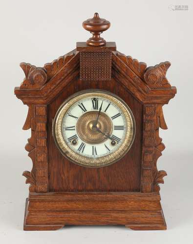 Antique oak table clock, 1900