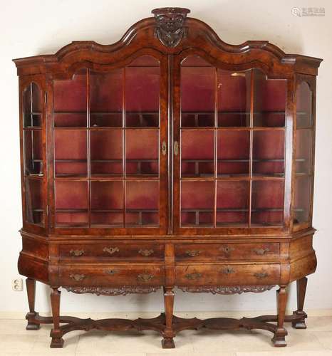 18th century burr walnut china cabinet