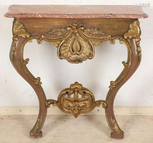 Wall console with gold plating