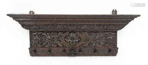 18th century oak wall coat rack