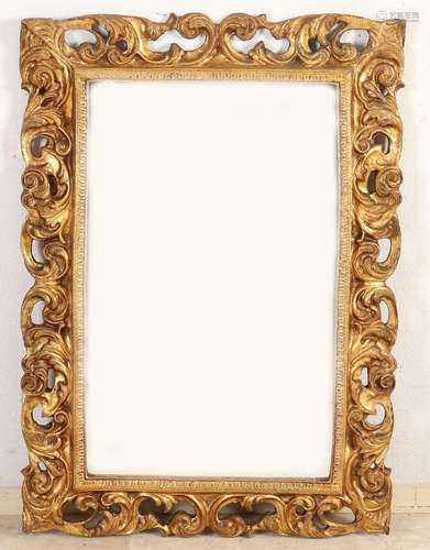 Gold-coloured mirror, H 100 x W 68 cm.