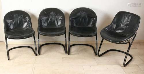 Four leather Fema Italy design chairs