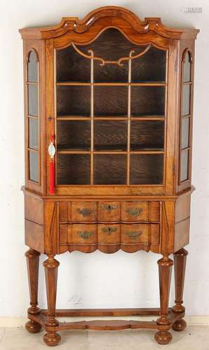 Burr walnut display cabinet, 1880