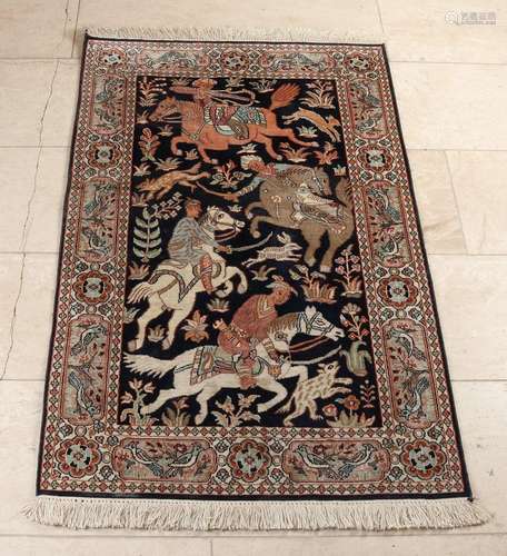 Silk Ghoum/Iran rug, 121 x 78 cm.