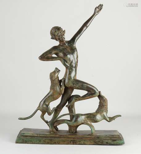 Bronze figure, Devil with wolves