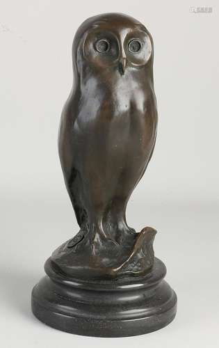 Bronze owl, H 24 cm.