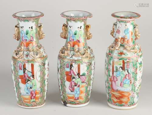 Three Chinese vases, H 26 cm.