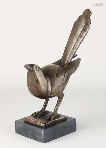 Bronze magpie in Art Deco style