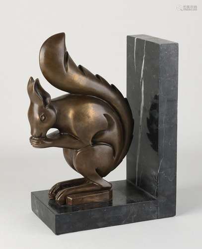 Bronze bookend with squirrel