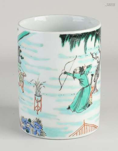 Chinese Familie Verte brush pot