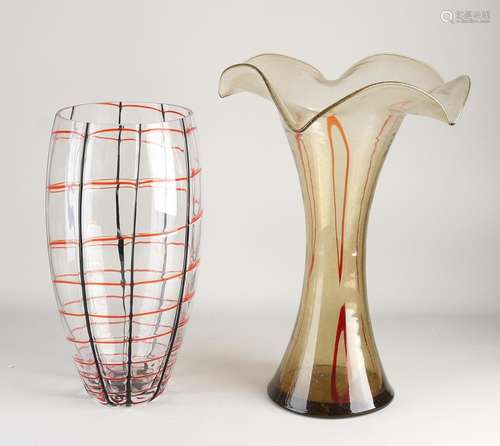 Two mouth-blown vases