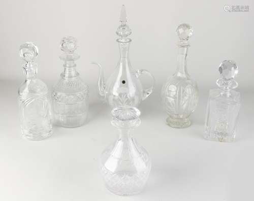 Six crystal decanters