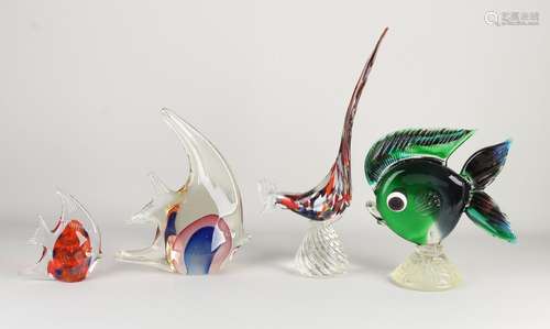 Four glass Murano figures