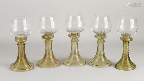 Two Roemer wine glasses