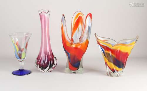 Four modern glass vases