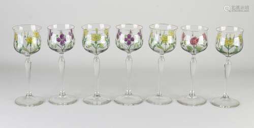 Seven Art Nouveau glasses