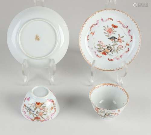 Two Chinese cups + saucers