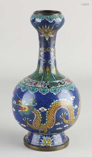 Chinese cloisonne knob vase, H 21 cm.